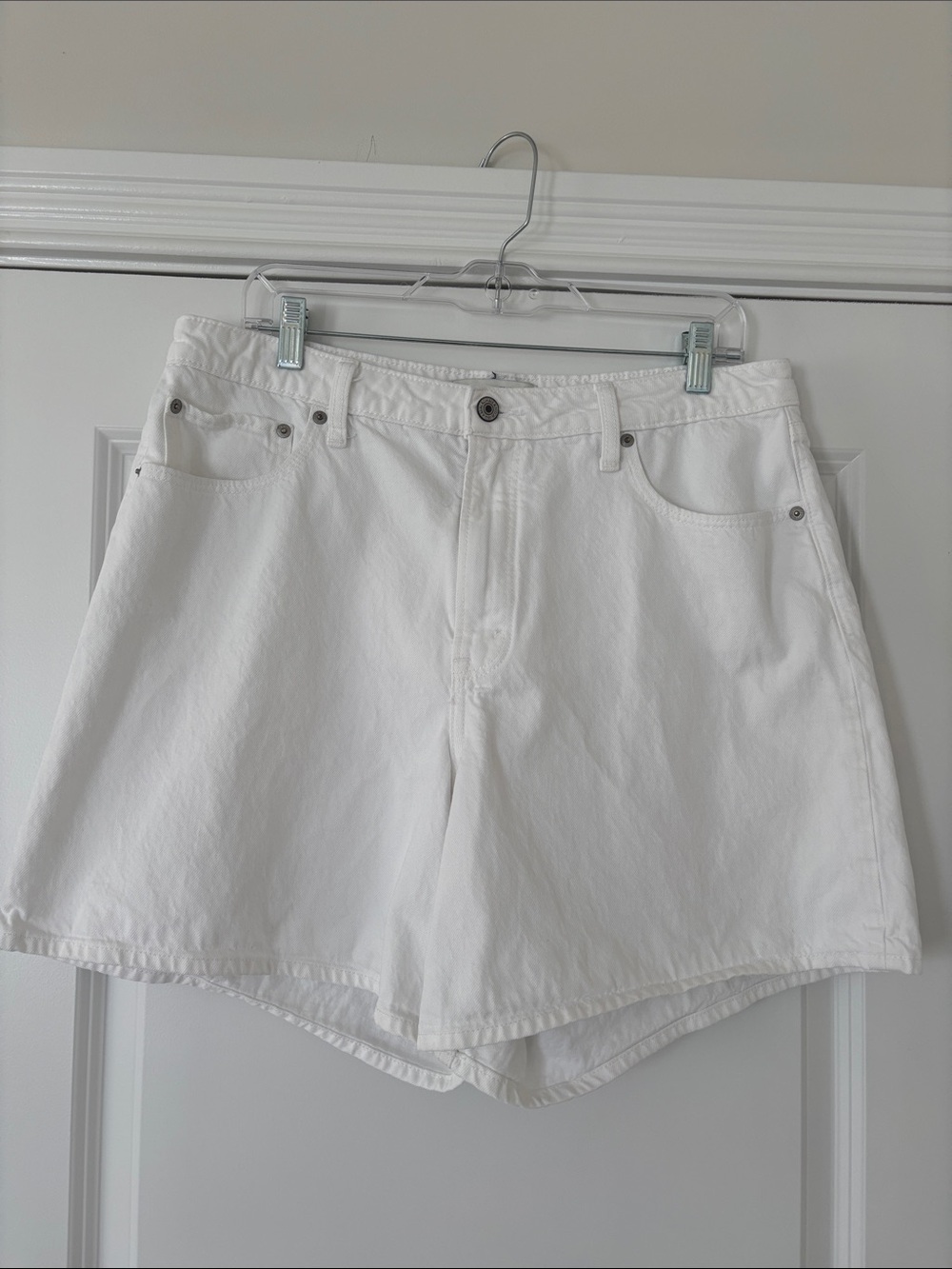 Abercrombie & Fitch White High-Rise Denim Shorts